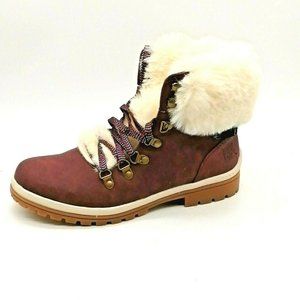 Muk Luks Shoes | Muk Luks Womens Lace Up Faux Fur Trimmed Ankle Boot Cushioned Brown Sz 8 New | Color: Brown | Size: 8 | 7xseventy's Closet